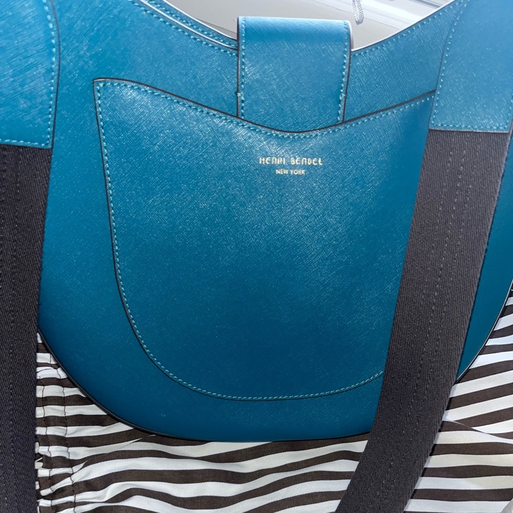 Henri Bendel Blue and Brown Modern Tote Bag